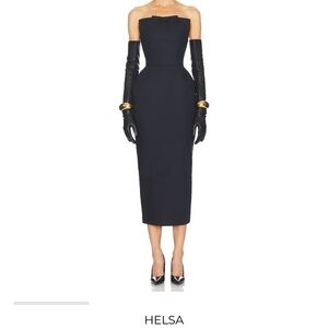 HELSA Black Strapless Sheath Cocktail Dress